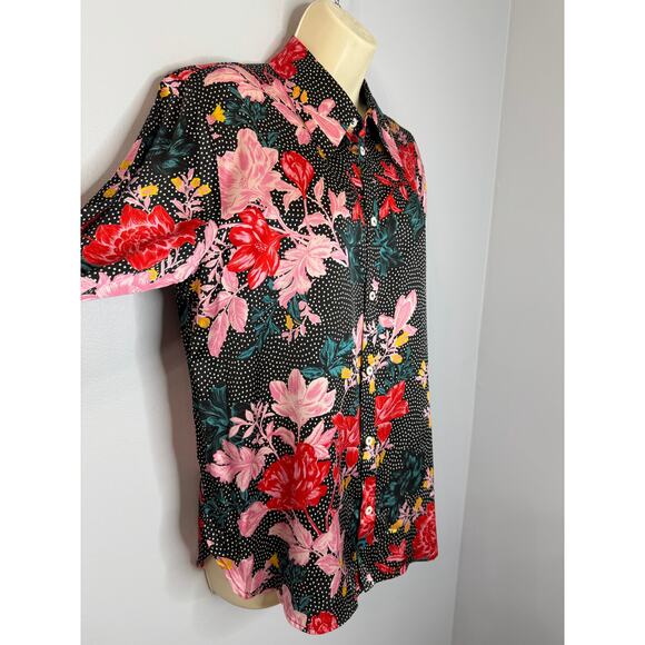 Tell Your Friends Long Sleeve Shirt Button Up Alicia Print Silk Women's XS New - Picture 6 of 16